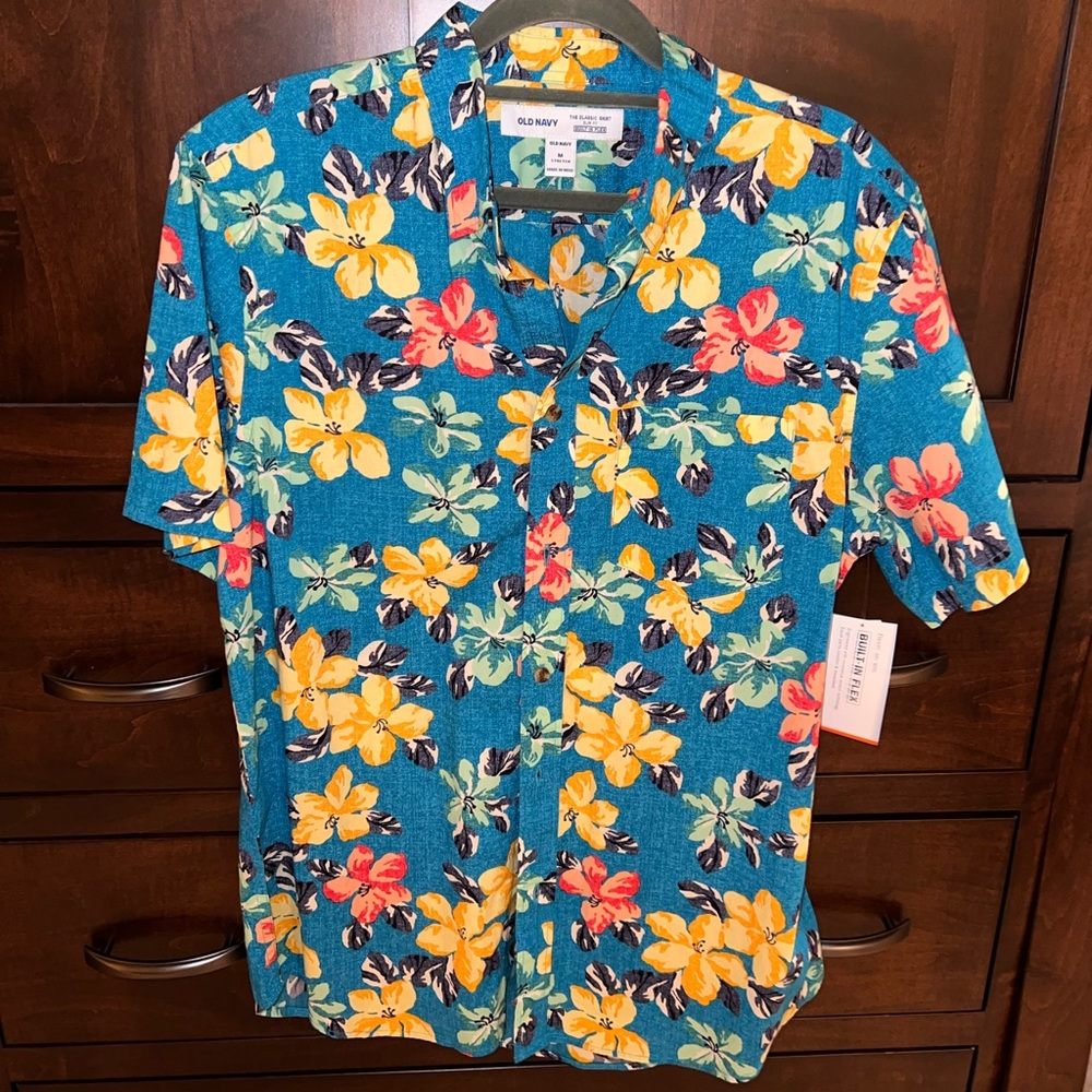 NWT Mens floral button up